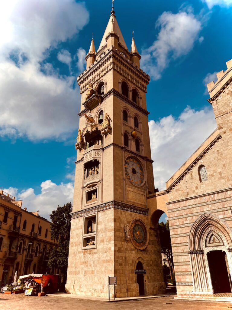 Bell Tower by Church in Messina Sicily