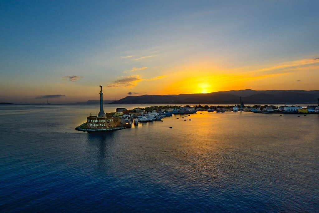 Messina port in the sunset 