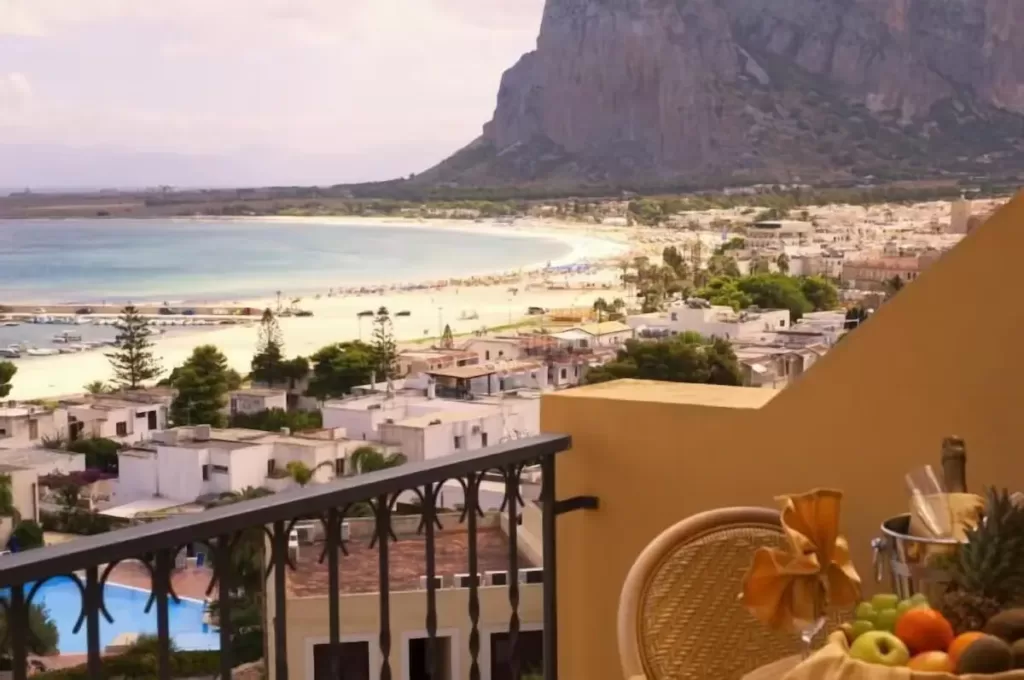 Panoramic Hotel balcony with ocean view in San Vito Lo Capo
